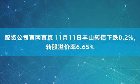 配资公司官网首页 11月11日丰山转债下跌0.2%，转股溢价率6.65%